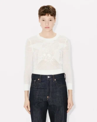 Kenzo Cartoon’ Long Sleeve Cropped Top in Cotton