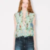 Kenzo Cartoon’ Sleeveless Top in Mixed Silk Linen Kenzo Cartoon’ Sleeveless Top in Mixed Silk Linen