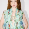 Kenzo Cartoon’ Sleeveless Top in Mixed Silk Linen Kenzo Cartoon’ Sleeveless Top in Mixed Silk Linen