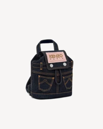 Kenzo Five Pockets’ Mini Backpack in Denim-Like Twill