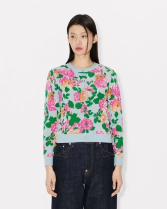Kenzo Floral’ Embellished Cardigan in Cotton Wool