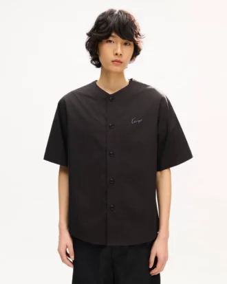 Kenzo Signature’ Baseball Short Sleeve Shirt in Cotton Poplin