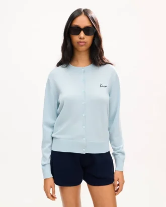 Kenzo Signature’ Embroidered Cardigan in Merino Wool