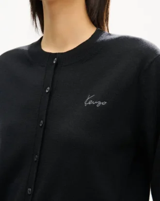 Kenzo Signature’ Embroidered Cardigan in Merino Wool
