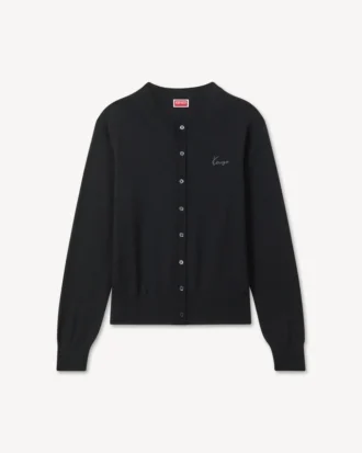 Kenzo Signature’ Embroidered Cardigan in Merino Wool