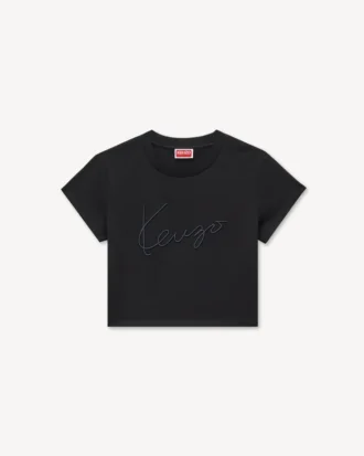 Kenzo Signature’ Embroidered Cropped T-Shirt in Cotton