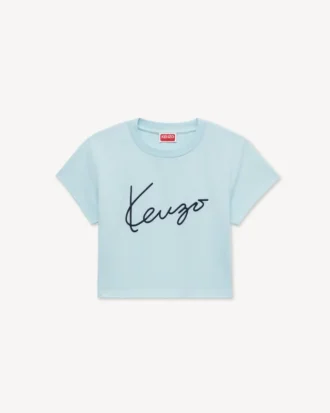 Kenzo Signature’ Embroidered Cropped T-Shirt in Cotton