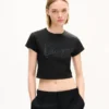 Kenzo Signature’ Embroidered Cropped T-Shirt in Cotton Kenzo Signature’ Embroidered Cropped T-Shirt in Cotton