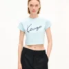 Kenzo Signature’ Embroidered Cropped T-Shirt in Cotton Kenzo Signature’ Embroidered Cropped T-Shirt in Cotton