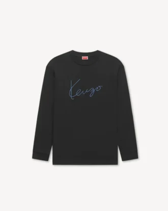 Kenzo Signature’ Embroidered Long Sleeve T-Shirt in Cotton
