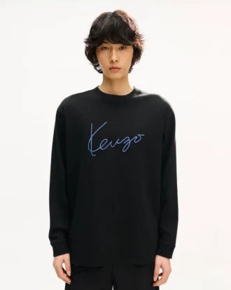 Kenzo Signature’ Embroidered Long Sleeve T-Shirt in Cotton