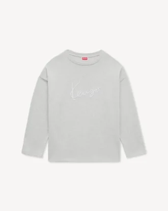 Kenzo Signature’ Embroidered Long Sleeves T-Shirt in Cotton