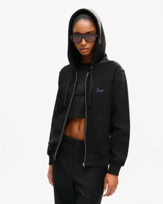 Kenzo Signature’ Embroidered Zip-Up Hoodie in Cotton