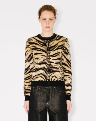 Kenzo Tiger’ Cardigan in Mixed Cotton and Wool