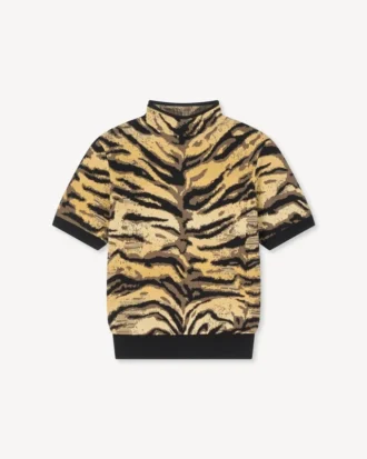 Kenzo Tiger’ Mock Neck Top in Mixed Cotton Wool