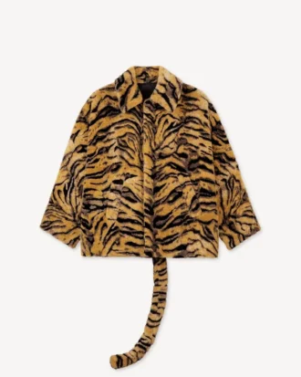 Kenzo Tiger’ Oversized Coat in Fake Fur