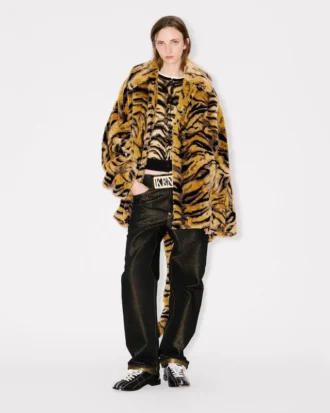 Kenzo Tiger’ Oversized Coat in Fake Fur