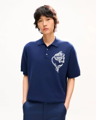 Kenzo Tulip’ Embroidered Polo Wool and Cotton