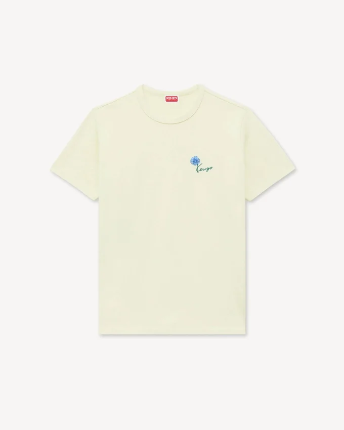Kenzo Tulip’ Embroidered Slim T-Shirt in Cotton Kenzo Tulip’ Embroidered Slim T-Shirt in Cotton