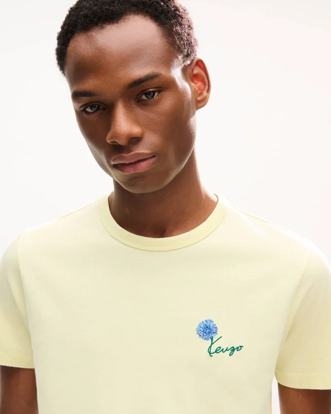 Kenzo Tulip’ Embroidered Slim T-Shirt in Cotton Kenzo Tulip’ Embroidered Slim T-Shirt in Cotton
