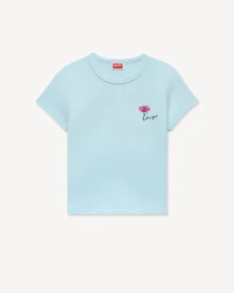 Kenzo Tulip’ Embroidered T-Shirt in Cotton Kenzo Tulip’ Embroidered T-Shirt in Cotton