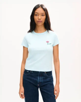 Kenzo Tulip’ Embroidered T-Shirt in Cotton Kenzo Tulip’ Embroidered T-Shirt in Cotton