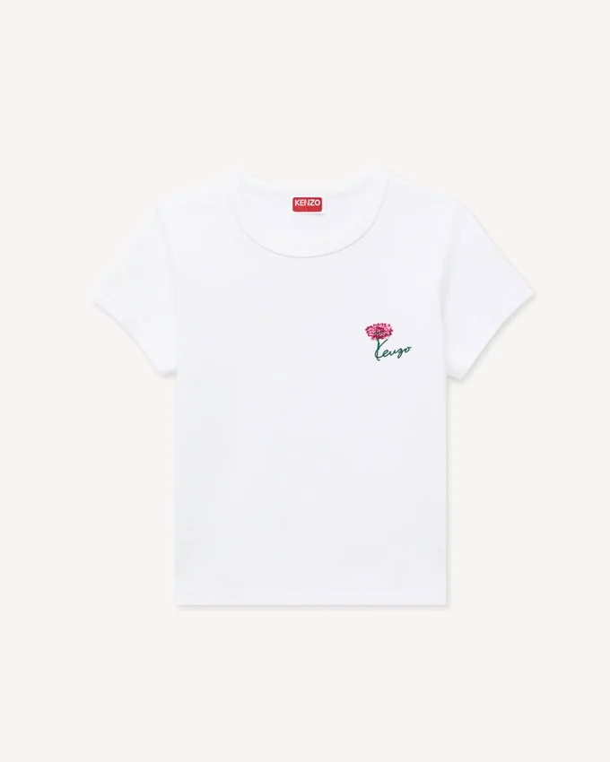 Kenzo Tulip’ Embroidered T-Shirt in Cotton Kenzo Tulip’ Embroidered T-Shirt in Cotton
