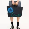 Kenzo Tulip’ Large Tote Bag in Denim-Like Twill Kenzo Tulip’ Large Tote Bag in Denim-Like Twill