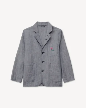 Kenzo Tulip’ Light Workwear Jacket in Washed Mixed Linen Denim