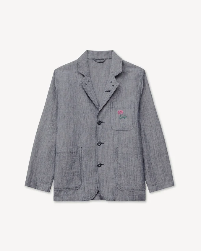 Kenzo Tulip’ Light Workwear Jacket in Washed Mixed Linen Denim Kenzo Tulip’ Light Workwear Jacket in Washed Mixed Linen Denim