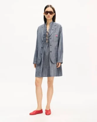 Kenzo Tulip’ Light Workwear Jacket in Washed Mixed Linen Denim