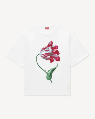 Kenzo Tulip’ Loose T-Shirt in Cotton Kenzo Tulip’ Loose T-Shirt in Cotton