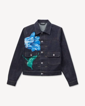 Kenzo Tulip’ Slim Pleated Trucker Jacket in Japanese Denim