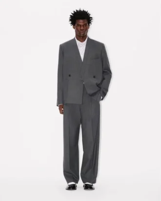 Kenzo Weave’ Adjusted Tailored Kimono Jacket in Wool Jacquard