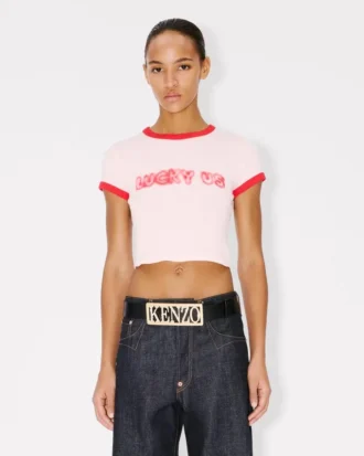 Kenzo Words’ Cropped T-Shirt in Cotton