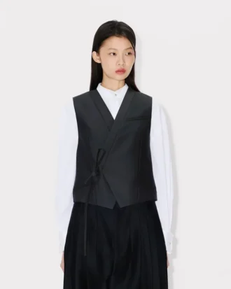 Kimono Vest in Virgin Wool and Silk