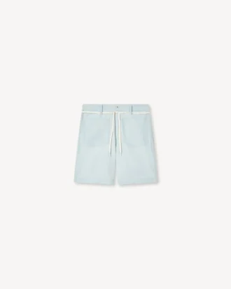 Lace Straight Short in Stone Bleach Chambray Lace Straight Short in Stone Bleach Chambray
