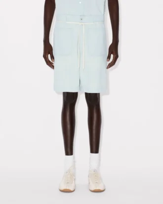 Lace Straight Short in Stone Bleach Chambray Lace Straight Short in Stone Bleach Chambray