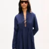 Long Sleeve Midi Dress in Light Cotton Poplin Long Sleeve Midi Dress in Light Cotton Poplin