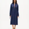 Long Sleeve Midi Dress in Light Cotton Poplin Long Sleeve Midi Dress in Light Cotton Poplin