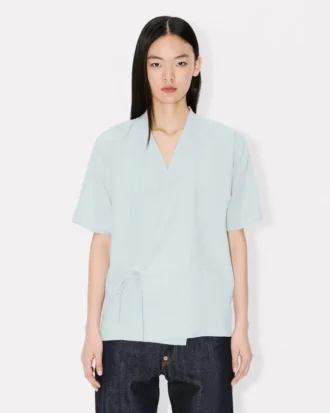 Loose Kimono Shirt in Stone Bleach Chambray