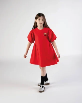 Lunar New Year’ Embroidered Dress in Poplin