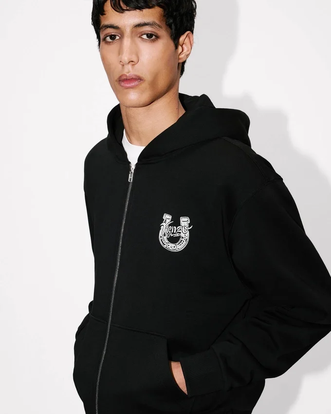 Lunar New Year’ Embroidered Zip up Hoodie in Cotton Lunar New Year’ Embroidered Zip up Hoodie in Cotton