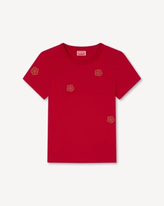 Multi ‘Boke Flower’ Embroidered T-Shirt in Cotton
