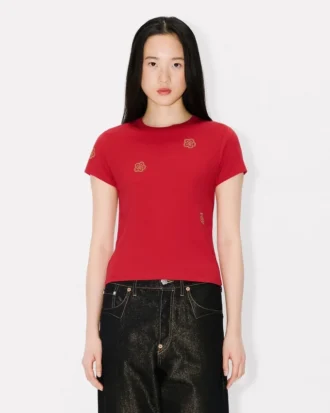 Multi ‘Boke Flower’ Embroidered T-Shirt in Cotton