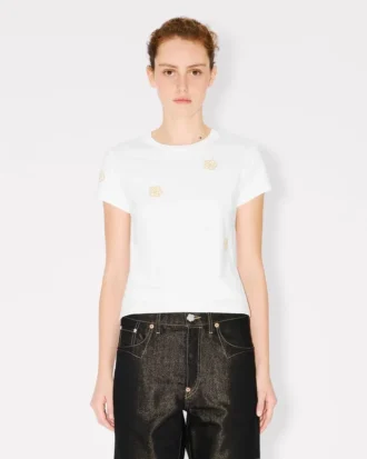 Multi ‘Boke Flower’ Embroidered T-Shirt in Cotton