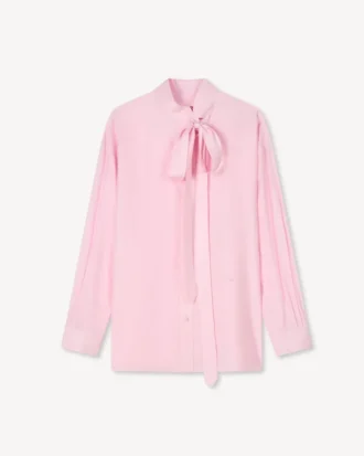 Oversized Bow Shirt in Mixed Silk