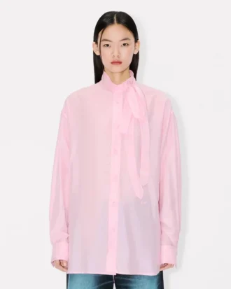 Oversized Bow Shirt in Mixed Silk