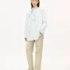 Oversized Bow Shirt in Stone Bleach Chambray Oversized Bow Shirt in Stone Bleach Chambray