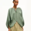Oversized Pleated Blouse in Cotton Poplin Oversized Pleated Blouse in Cotton Poplin
